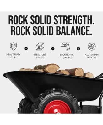 Heavy Duty Dual-Wheel Wheelbarrow Garden Cart w/Built in Stand, 500lb Capacity, Extra Large Wheels