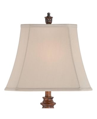 Exeter Traditional Table Lamps Tall Set of 2 Bronze Wood Carved Leaf with Table Top Dimmers Rectangular Shade for Living Room