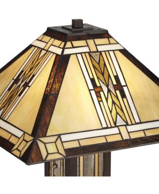 Franklin Iron Works Drake Mission Tiffany Style Table Lamp 25 1/2" High with Table Top Dimmer Nightlight