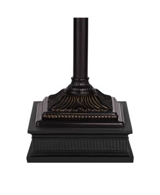 Garver Rustic Retro Torchiere Floor Lamp with Riser Tall Oil Rubbed Side Light Amber Glass for Living Room Reading