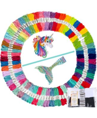 100 colors Embroidery Thread Mermaid Color Bracelets String Floss Polyester Coded Numbers Unicorns Set