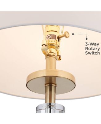 Alfred 30 1/2"H Soft Brass and Crystal Column Table Lamp with Dimmer