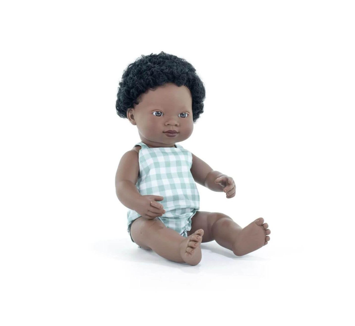 Детская кукла MINILAND My Friends & Me 15" Anatomically Correct Soft Vinyl Baby Doll, Ages 10 months+, цвет: Dark Skin — фото 1