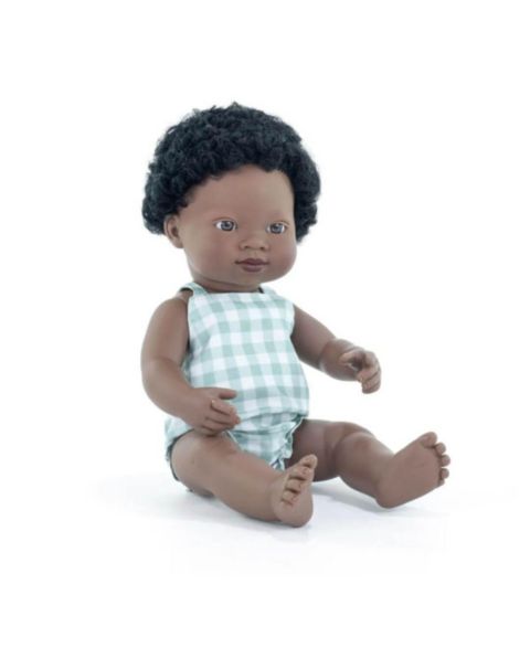 Детская кукла MINILAND My Friends & Me 15" Anatomically Correct Soft Vinyl Baby Doll, Ages 10 months+, цвет: Dark Skin