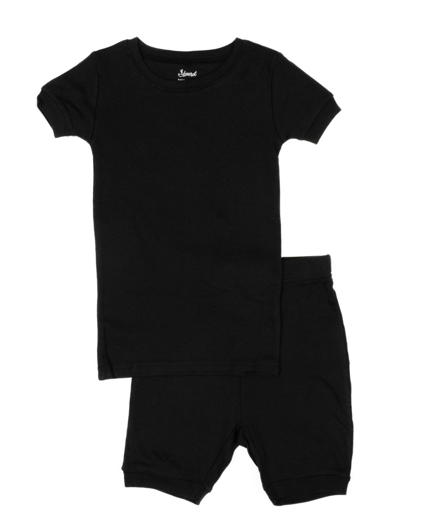 Kids Matching Family Two Piece Cotton Short Sleeve Shirt and Shorts Solid Color Pajamas 6-14