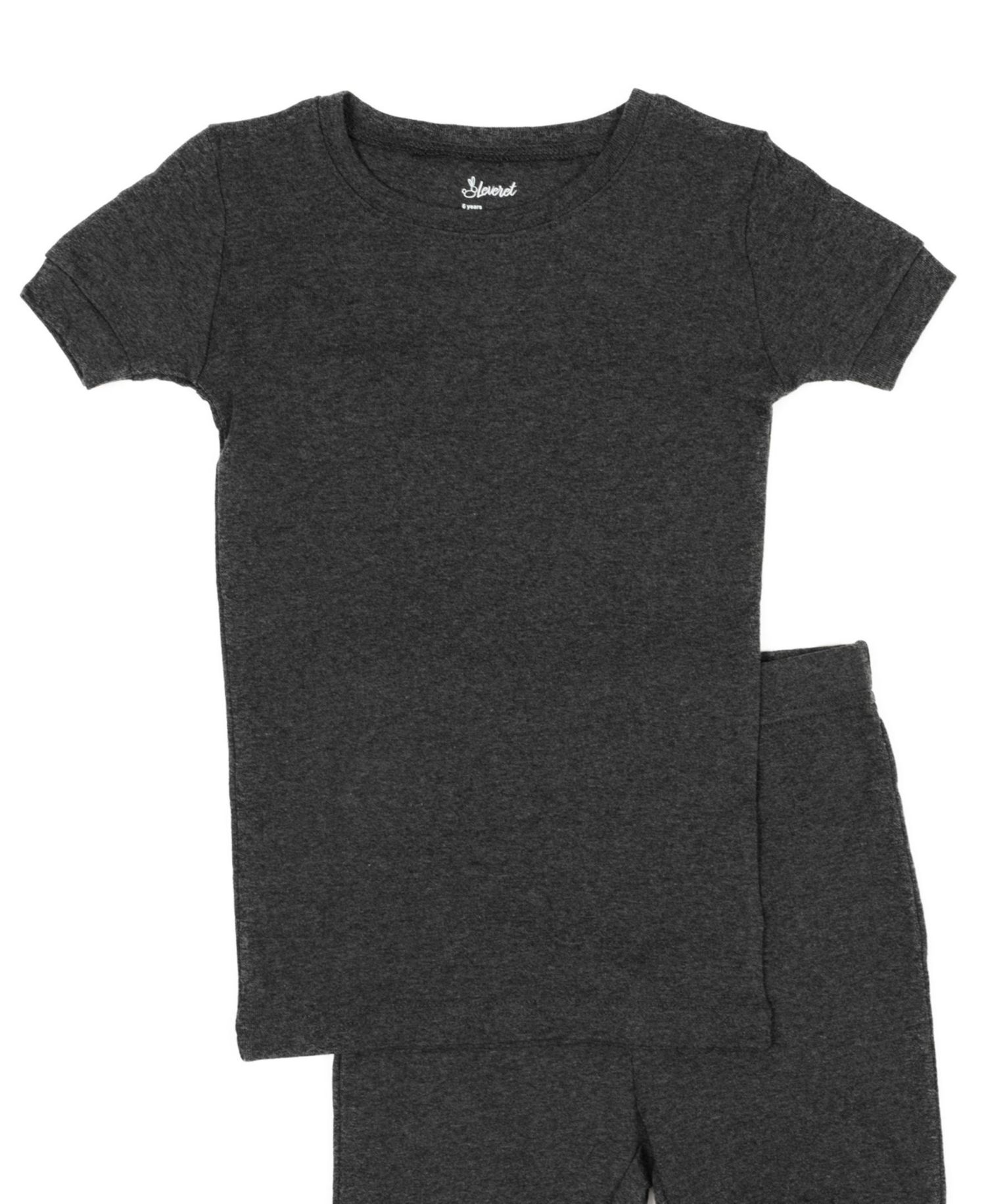 Kids Matching Family Two Piece Cotton Short Sleeve Shirt and Shorts Solid Color Pajamas 6-14