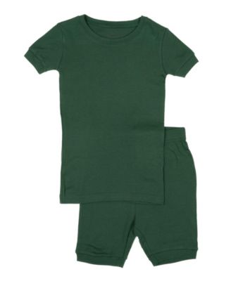 Kids Matching Family Two Piece Cotton Short Sleeve Shirt and Shorts Solid Color Pajamas 6-14