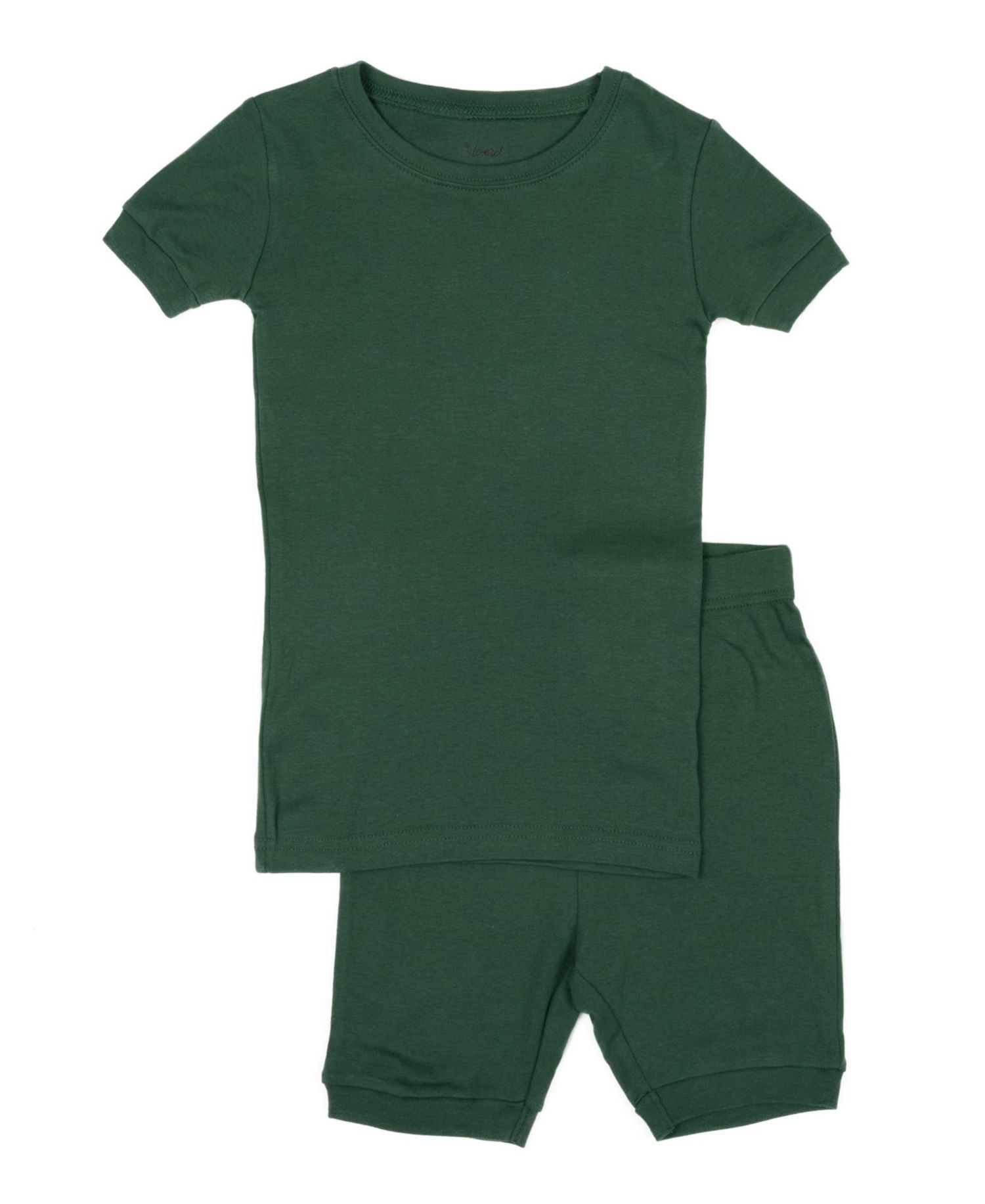 Kids Matching Family Two Piece Cotton Short Sleeve Shirt and Shorts Solid Color Pajamas 6-14