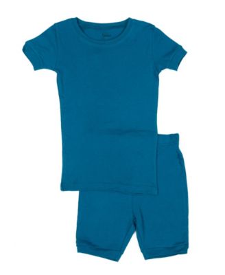 Kids Matching Family Two Piece Cotton Short Sleeve Shirt and Shorts Solid Color Pajamas 6-14