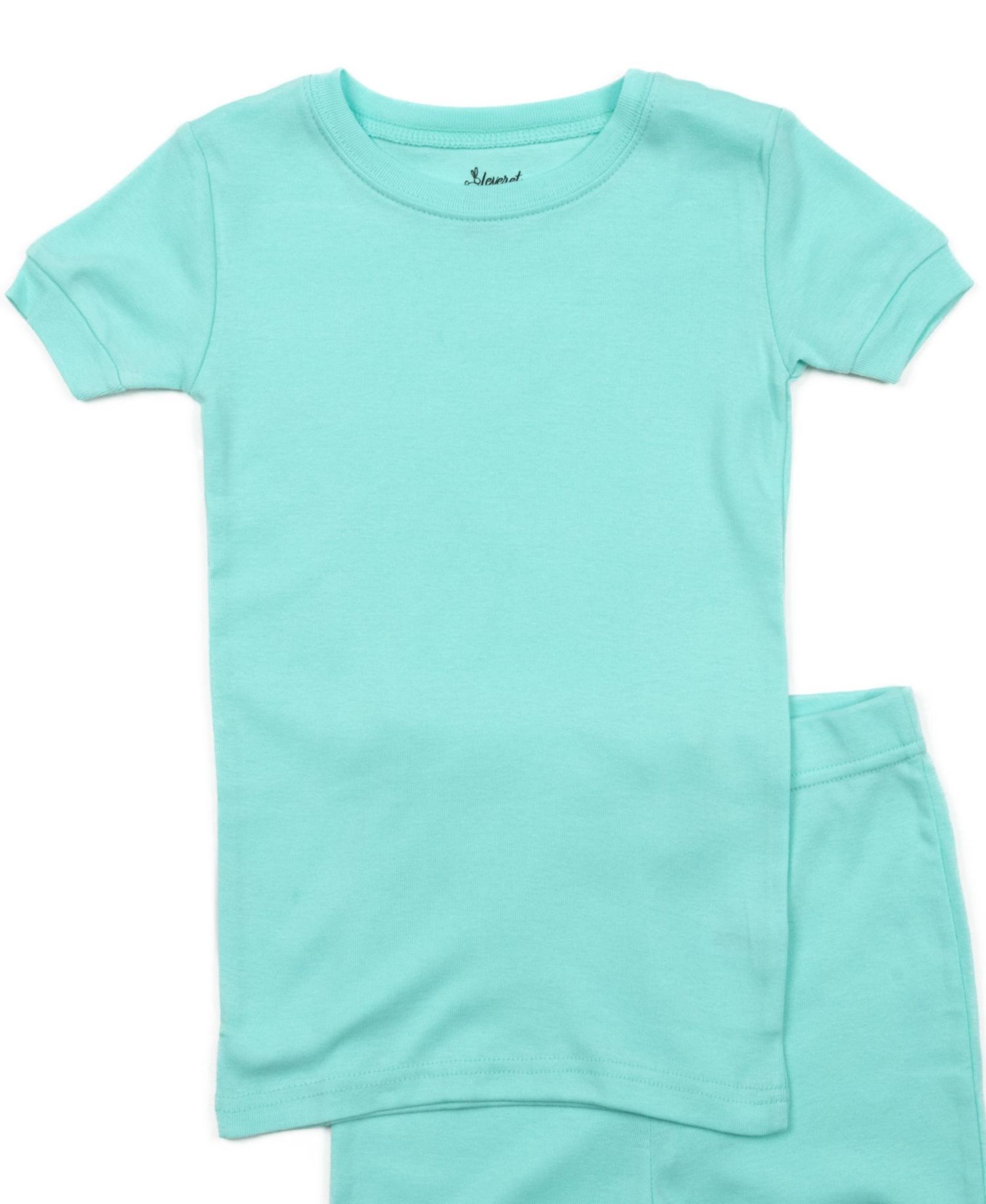 Kids Matching Family Two Piece Cotton Short Sleeve Shirt and Shorts Solid Color Pajamas 6-14
