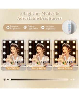 Vanity Set with Lighted Mirror Stool and Power Outlet