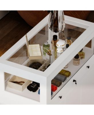  Storage/Display Cabinet with Glass Top , Bedroom Dresser Armoire Island