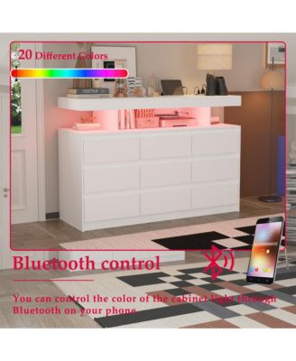9 Drawer Dresser for Bedroom with LED Light and Power Outlet