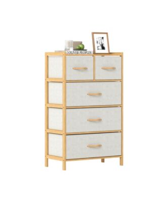5-Drawer Light Storage Dresser with Top Shelf for Bedroom Use