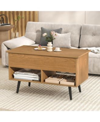 31.5 in Lift Top Coffee Table with Storage and Open Shelves