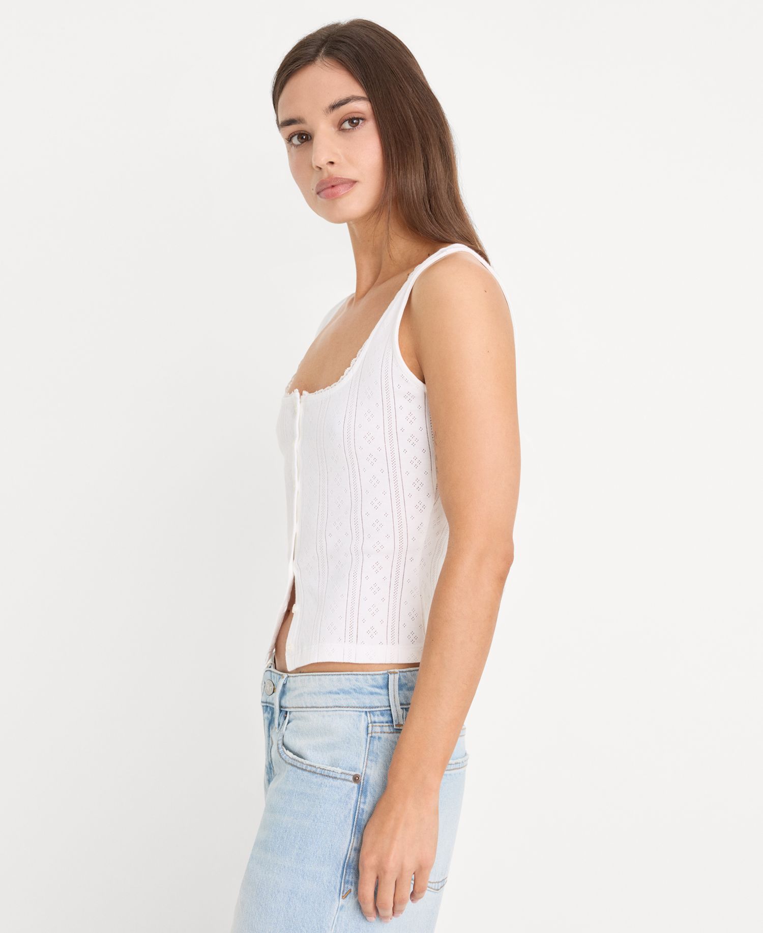 Women's Pointelle Square-Neck Tank Top