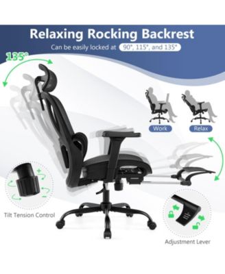 Ergonomic Swivel Office Chair with Adjustable Headrest and Footrest