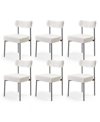 Boucle Dining Chairs Set of 6, Mid Century Modern Upholstered Side Chairs for Dining