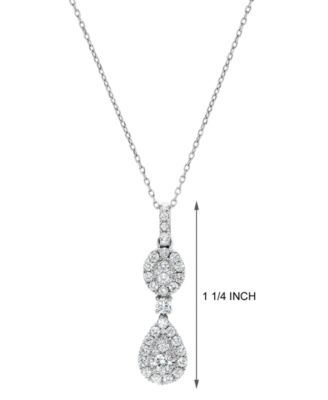 Diamond Double Halo Cluster 18" Pendant Necklace (5/8 ct. t.w.) in 14k White Gold
