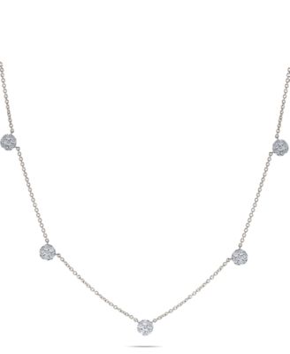 Diamond Dangle Cluster Statement Necklace (1 ct. t.w.) in 14k White Gold or 14k Two-Tone (14k Gold & 14k White Gold) 16" + 2" extender