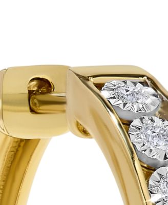 Diamond Channel Set Hoop Earrings (1/4 ct. t.w.) in 14k Gold