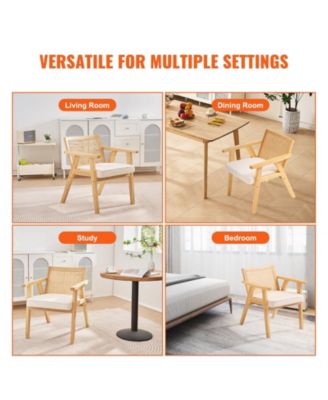 Mid Century Modern Rattan Chair, Velvet Upholstered Accent Chair for Living Room