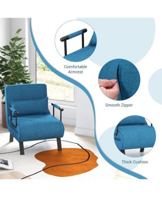 Convertible Sleeper Chair Bed, 5 in 1 Folding Sofa Bed Chair with 5-Position Adjustable Backrest and Pillow for Home Office, Small Spaces