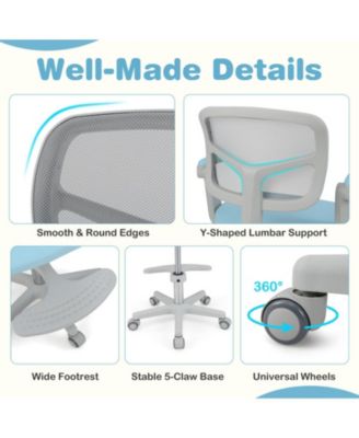 Adjustable-Height Children Study Chair with Armrest and Footrest