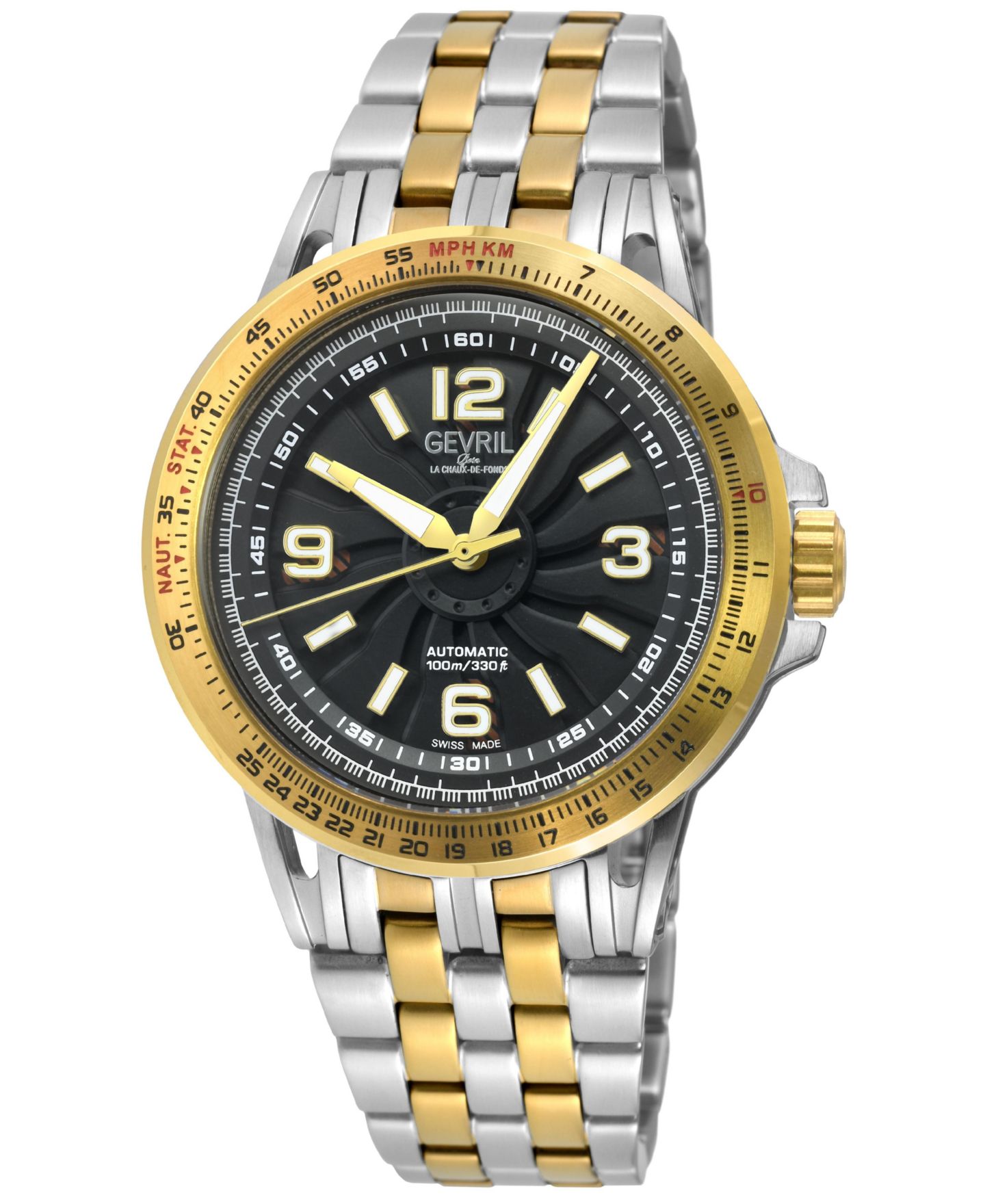 Мужские часы Gevril Wind master Swiss Automatic Two toned SS Ipyg Bracelet Watch — фото 1