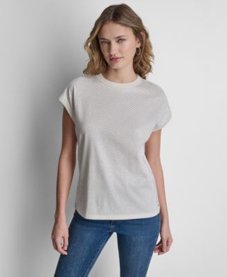 Women's Rhinestone Embellished Extended-Sleeve Crewneck Tank Top