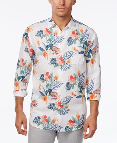 linen sleeve bahama tommy blooms gardenia floral shirt