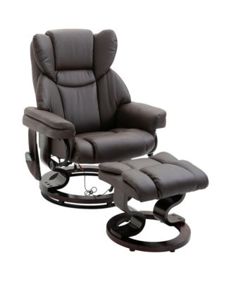 Massage Recliner Chair with Ottoman 10 Vibration Points 360degree(s) Swivel Faux Leather