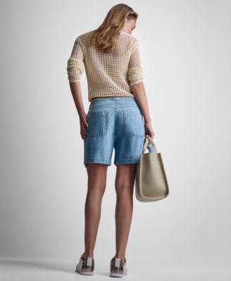 DKNY Jeans Women's Long-Sleeve Pointelle Crochet Open-Stitch Boat