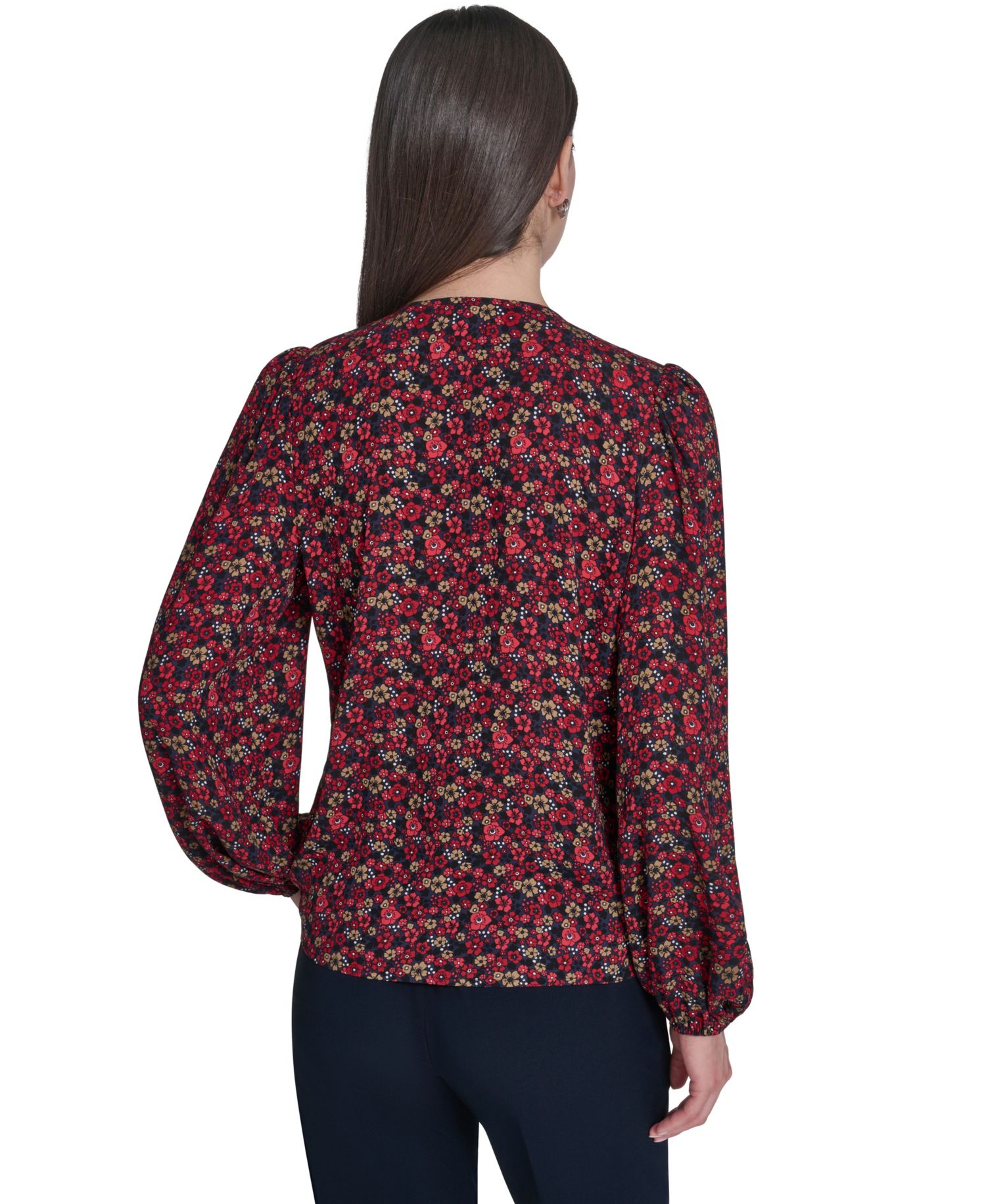 Women's V-Neck Ruffle Pull-On Blouse