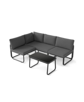 Patio Furniture Set, 4-Piece with Cushions and Coffee Table