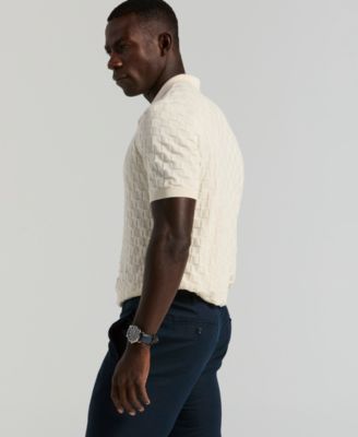 Men's Checker Texture Open Polo Sweater