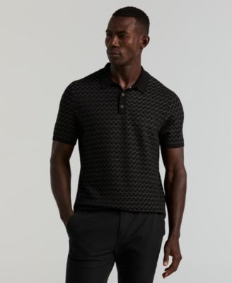 Men's Geo Jacquard Short Sleeve Polo Sweater