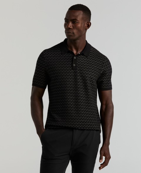 Мужские Perry Ellis Men's Geo Jacquard Short-Sleeve Polo Sweater