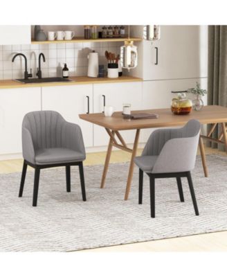 Velvet Upholstered Dining Chair Set of 2 with Curved Backrest