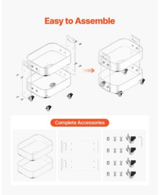 Acrylic Table with Wheels, 2-Tiers Mobile Rolling Cart, Modern Storage Desk
