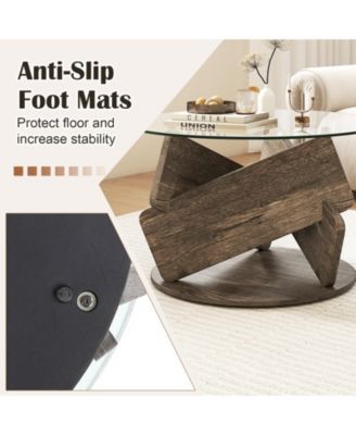 Round Glass Coffee Table with Tempered Glass Top