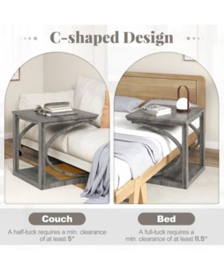 C Shaped Two Tier End Table for Sofa and Bedside