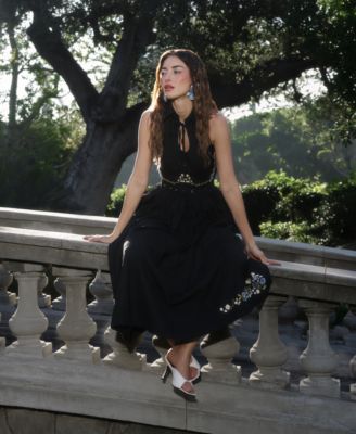 Women's Tie Neck Collared Midi Dress