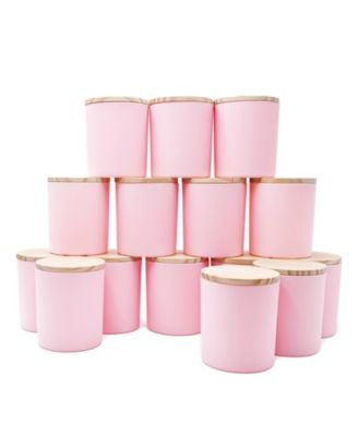 15pcs Candle Jars With Wood Lids Empty Sample Container Thick Glass Matte 10oz