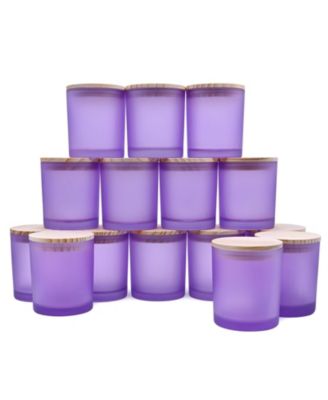 15pcs Candle Jars With Wood Lids Empty Sample Container Thick Glass Matte 10oz