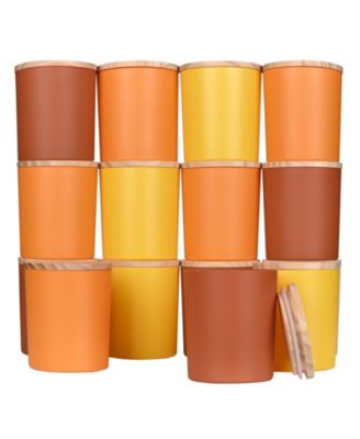 15pcs Candle Jars With Wood Lids Empty Sample Container Thick Glass Matte 10oz