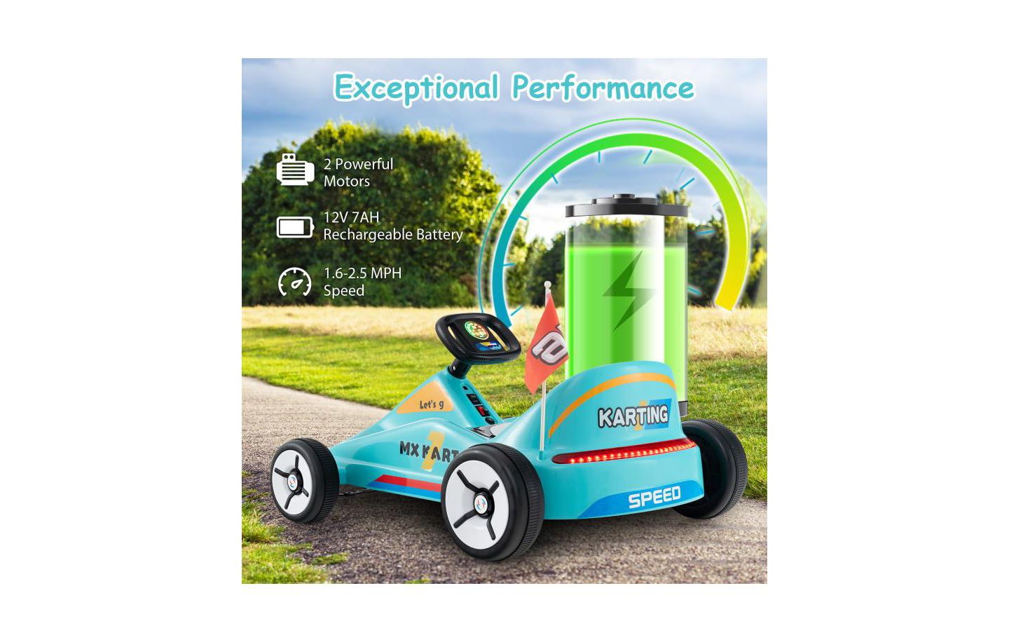 Детская игрушка HONGGE 12V Electric Go Kart with Remote Control, 33"L x 27.5"W x 18"H, 1-Seat Ride-On Toy, Ages 3+, цвет: Синий — фото 11