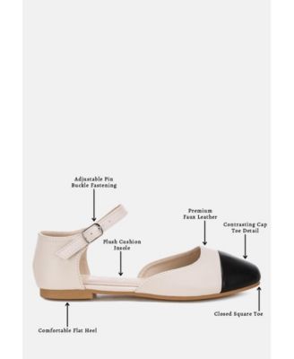 Womens Clevea Dual Tone Pin Buckle Ballet Flats
