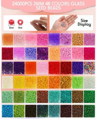 24000 Bead Loom Kit Adults Glass Seed Beads Bracelet Earring DIY Craft Gift 48 colors