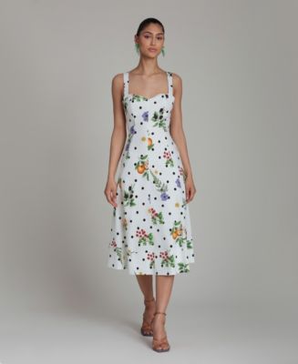 Avec Les Filles Women's Fit & Flare Floral-Print Dress - White Scattered Botanical - Size 6